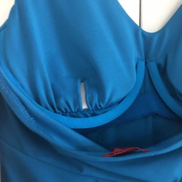 Spanx Halter Swimsuit One Piece Bayside Blue Shaping Slimming Belted Beauty - Picture 5 of 16